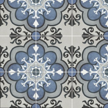 Carrelage grès cérame antidérapant effet carreau de ciment ancien 15 x 15 motif floral collection Fleur InstaHouse compo