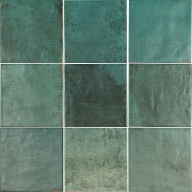 Faïence format carré couleur vert 13,8 x 13,8 cm effet usé style zellige Collection Memphis InstaHouse Compo