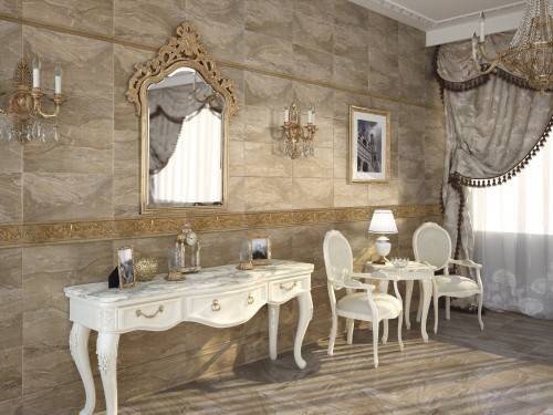 InstaHouse Jourdain carrelage intérieur sol effet marbre brillant naturel 25 x 50