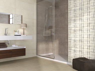 InstaHouse carrelage décor douche salle de bains Filament 30 x 90 couleur crème