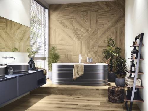 Carrelage Sol / Mur Imitation Bois Caramel 80x80 Mercantour InstaHouse KOEN APE mur salle de bain
