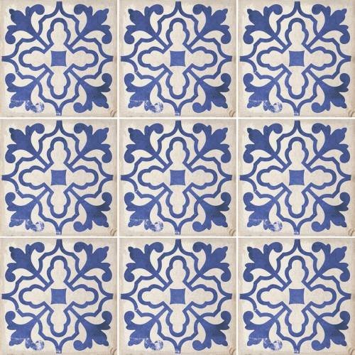 InstaHouse carrelage sol et mur effet carreaux de ciment azulejos 15 x 15 couleur bleu collection Ponant compo