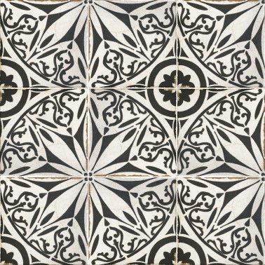 InstaHouse carrelage imitation carreaux de ciment effet usé 15 x 15 couleur noir et blanc Collection Chaplin compo
