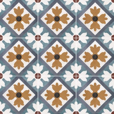 InstaHouse grès cérame effet carreaux de ciment mix couleur et motif fleur format 15 x 15 Collection Azulejos compo