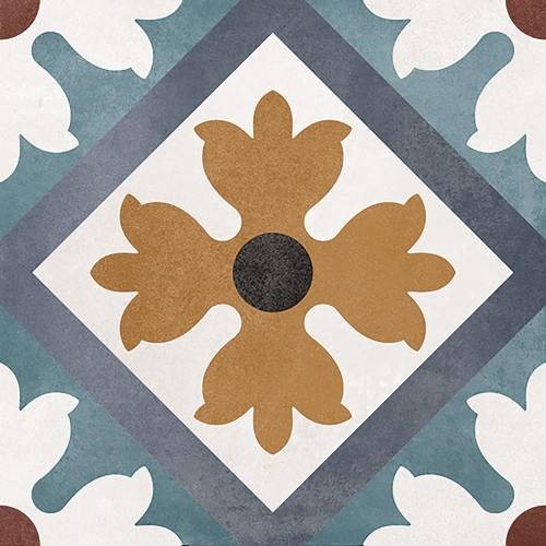 InstaHouse grès cérame effet carreaux de ciment mix couleur et motif fleur format 15 x 15 Collection Azulejos