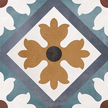 InstaHouse grès cérame effet carreaux de ciment mix couleur et motif fleur format 15 x 15 Collection Azulejos