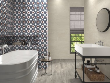 InstaHouse carrelage grès cérame effet carreaux de ciment motif alhambra 15 x 15 mix couleurs Collection Azulejos Salle de bain