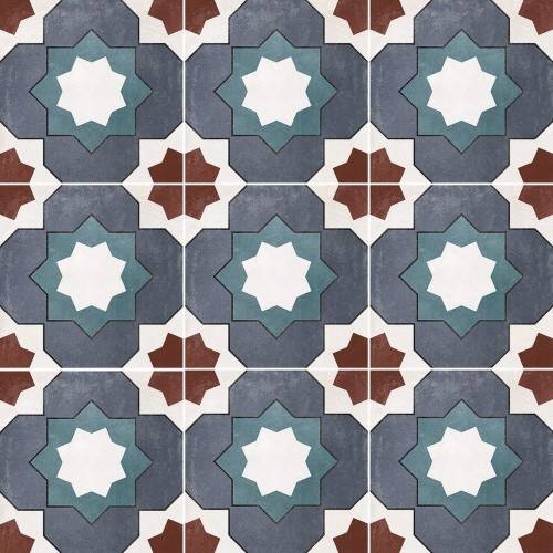 InstaHouse carrelage grès cérame effet carreaux de ciment motif alhambra 15 x 15 mix couleurs Collection Azulejos compo
