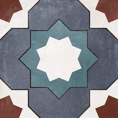 InstaHouse carrelage grès cérame effet carreaux de ciment motif alhambra 15 x 15 mix couleurs Collection Azulejos