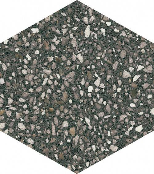 carrelage grès cérame hexagone effet terrazzo 23 x 26 cm, couleur graphite Collection Trocadero InstaHouse