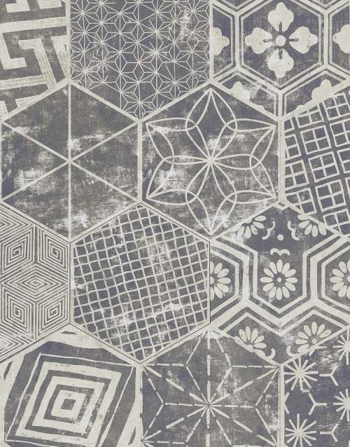 Carrelage hexagonale effet ciment motifs mix couleur gris acier 23 x 26 collection Apis InstaHouse compo