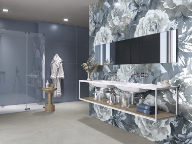 Carrelage sol salle d'eau 60x60, effet pierre, antidérapant R10, couleur gris Barbarus InstaHouse APE Burlington