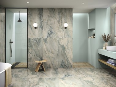 carrelage effet marbre sol et mur salle de bain finition grain poli effet miroir 60X120 cm collection Gaïa InstaHouse