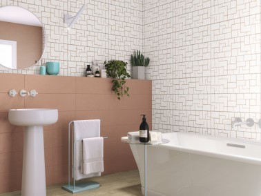 Faïence pâte rouge mat format 20X60 couleur terracotta Collection Stay InstaHouse APE mur salle de bain