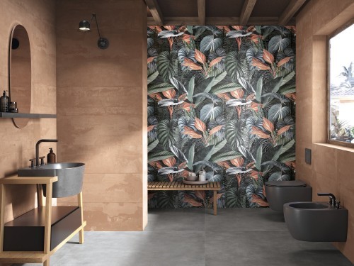Set de 3 décors motif végétal cuisine salle de bain format 30 x 90 collection cimento InstaHouse APE Hoss mur salle d'eau