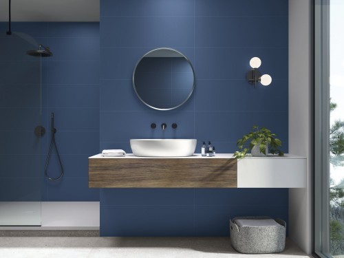 Faïence 30X90 cm, mur salle de bain, couleur uni bleu marine collection Romantic InstaHouse Mur salle de bain APE Colorful