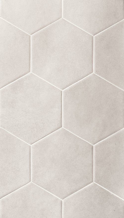 Carrelage Sol / Mur Aspect Ciment Hexagone 17,5x20,2 Antidérap. R9 Liège InstaHouse WORK APE Blanc compo
