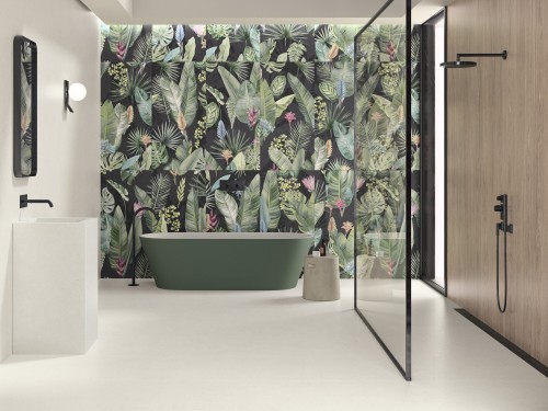 Carrelage Décoratif Mur Motif Vegetal Jungle Grand Format  60x120 Neutral InstaHouse KINFOLK APE dosseret mur salle de bain